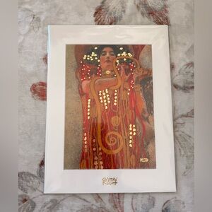Art Print with Red and Gold Accents from Gustav Klimt